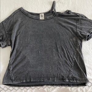 Free People Gray Distressed T-Shirt